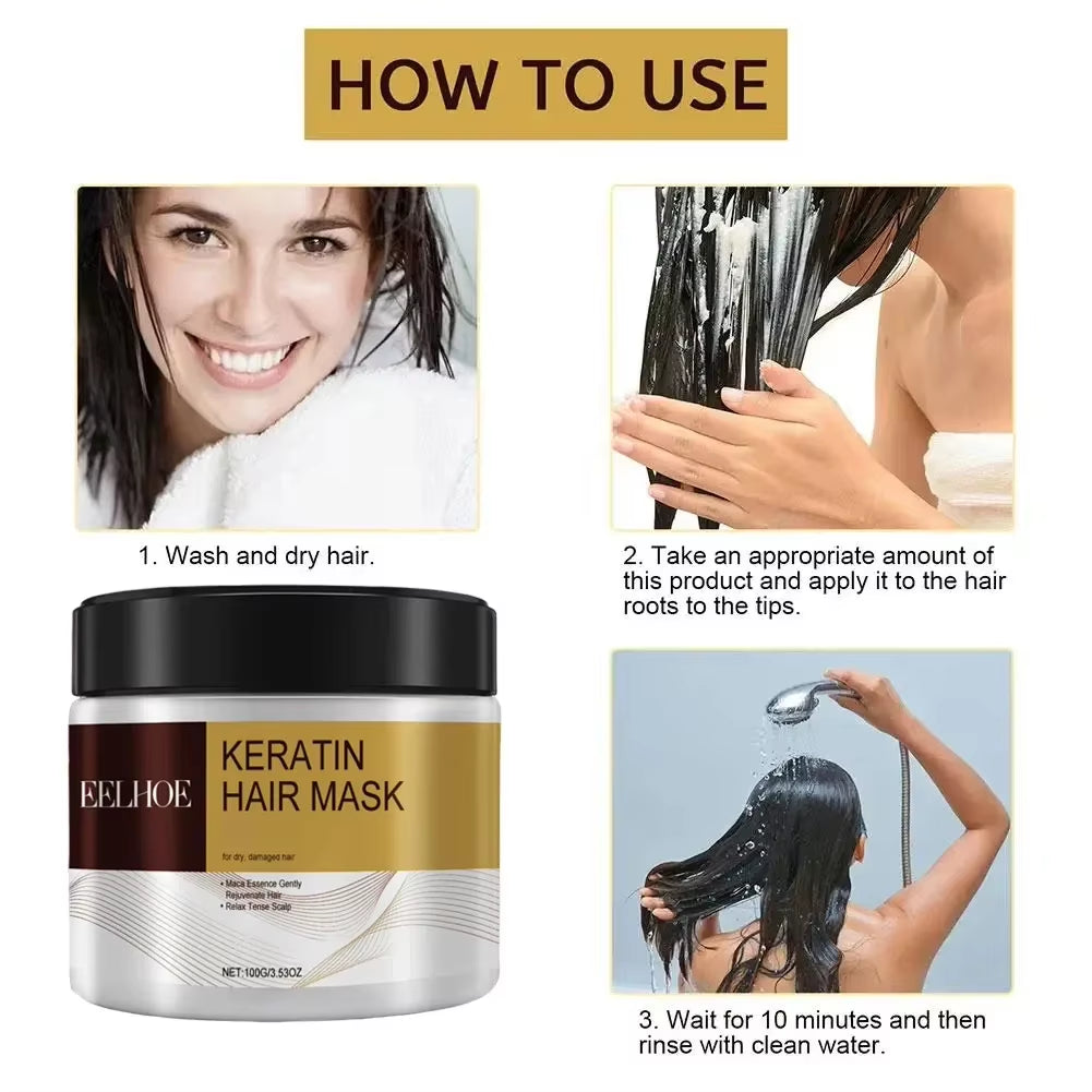 100G Collagen Hair Mask Keratin Hair Treatment Deep Repair Argan Oil Collagen Essence Keratin Conditioner for Dry Damaged Hair