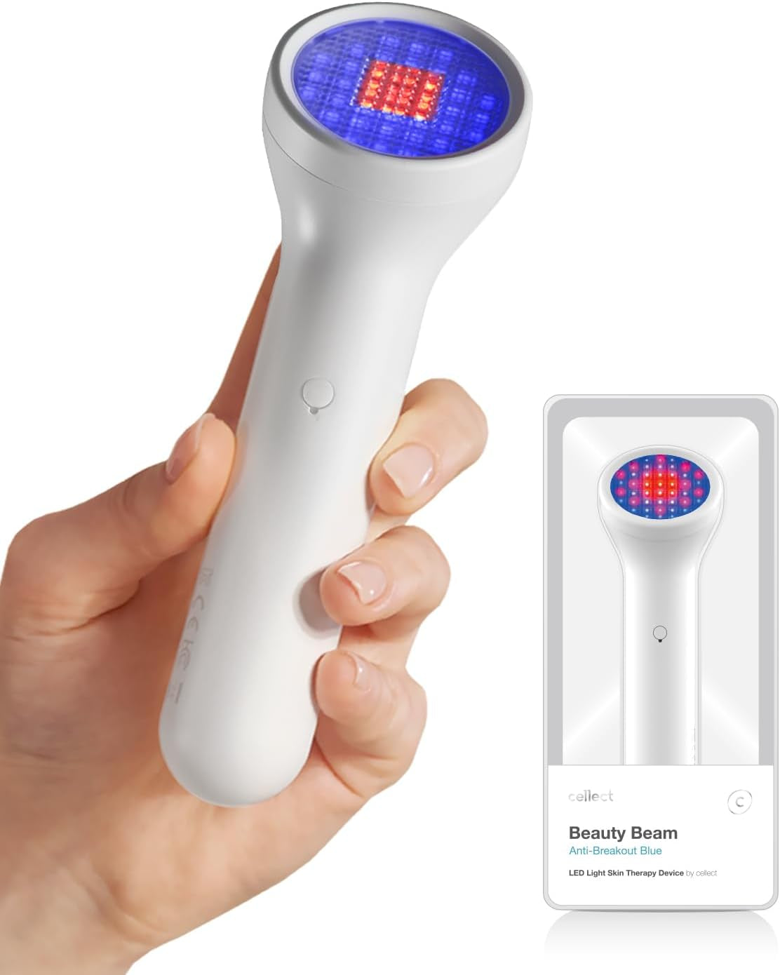 Anti-Breakout Blue Beauty Beam by  Red Infrared Blue LED Handheld Portable Blemish Clearing Therapy Facial Skincare Device for Spa & Home